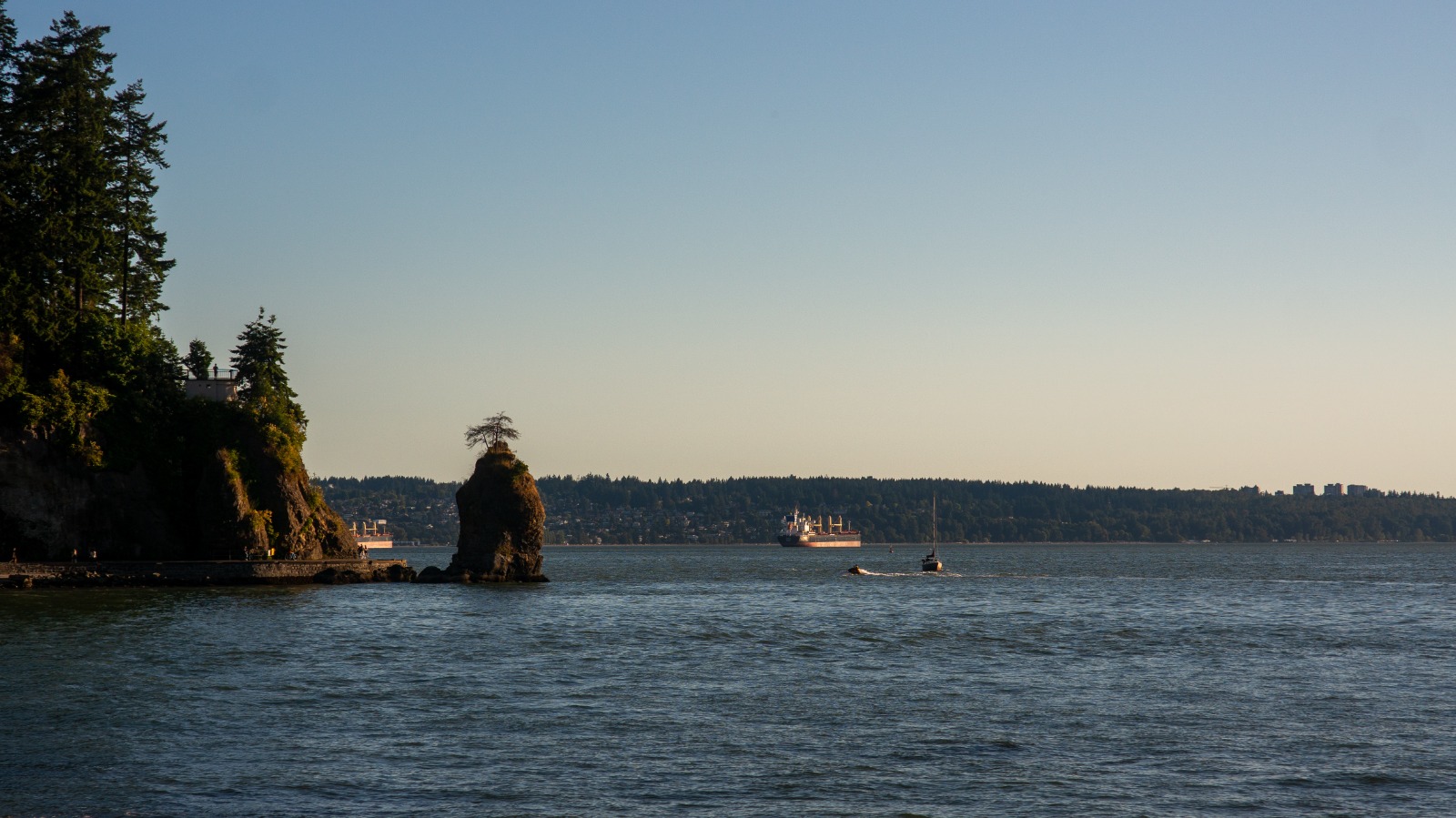 Siwash Rock — Stanley Park, golden hour.