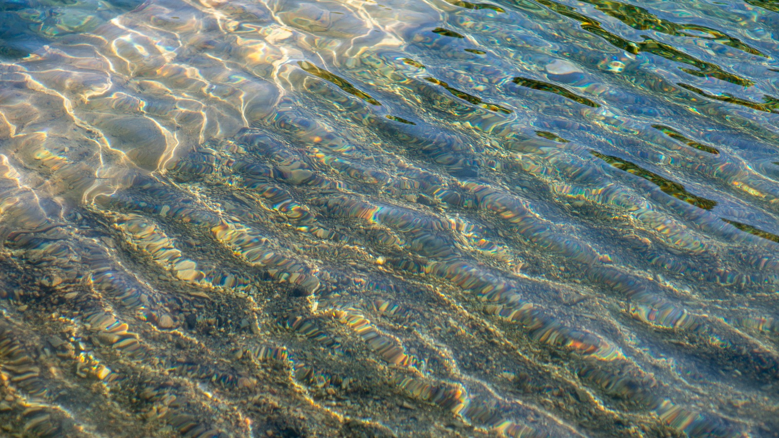 Caustics over river stone.